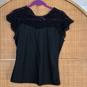 Chic Black Lace Women's Blouse